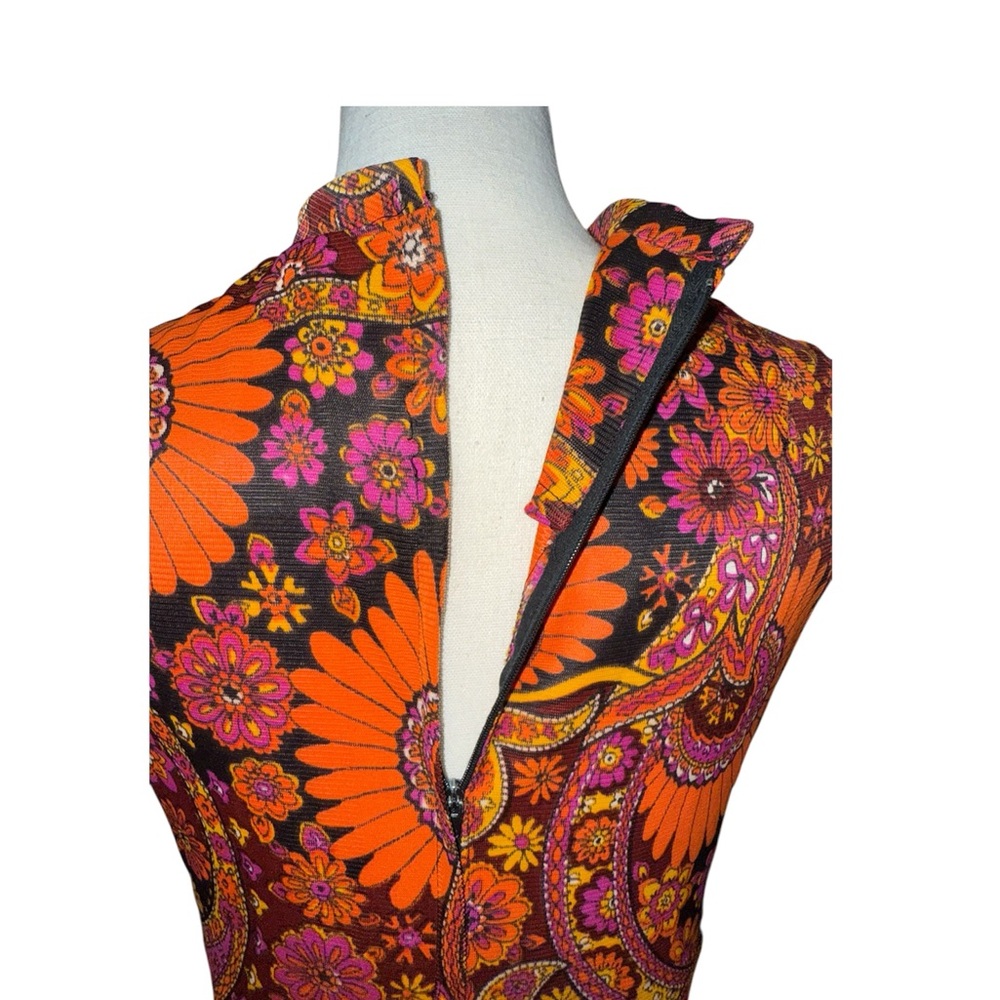 1960’s Trippy hippie flower power appliqué paisley Dress! Flawless time capsule - Picture 6 of 12